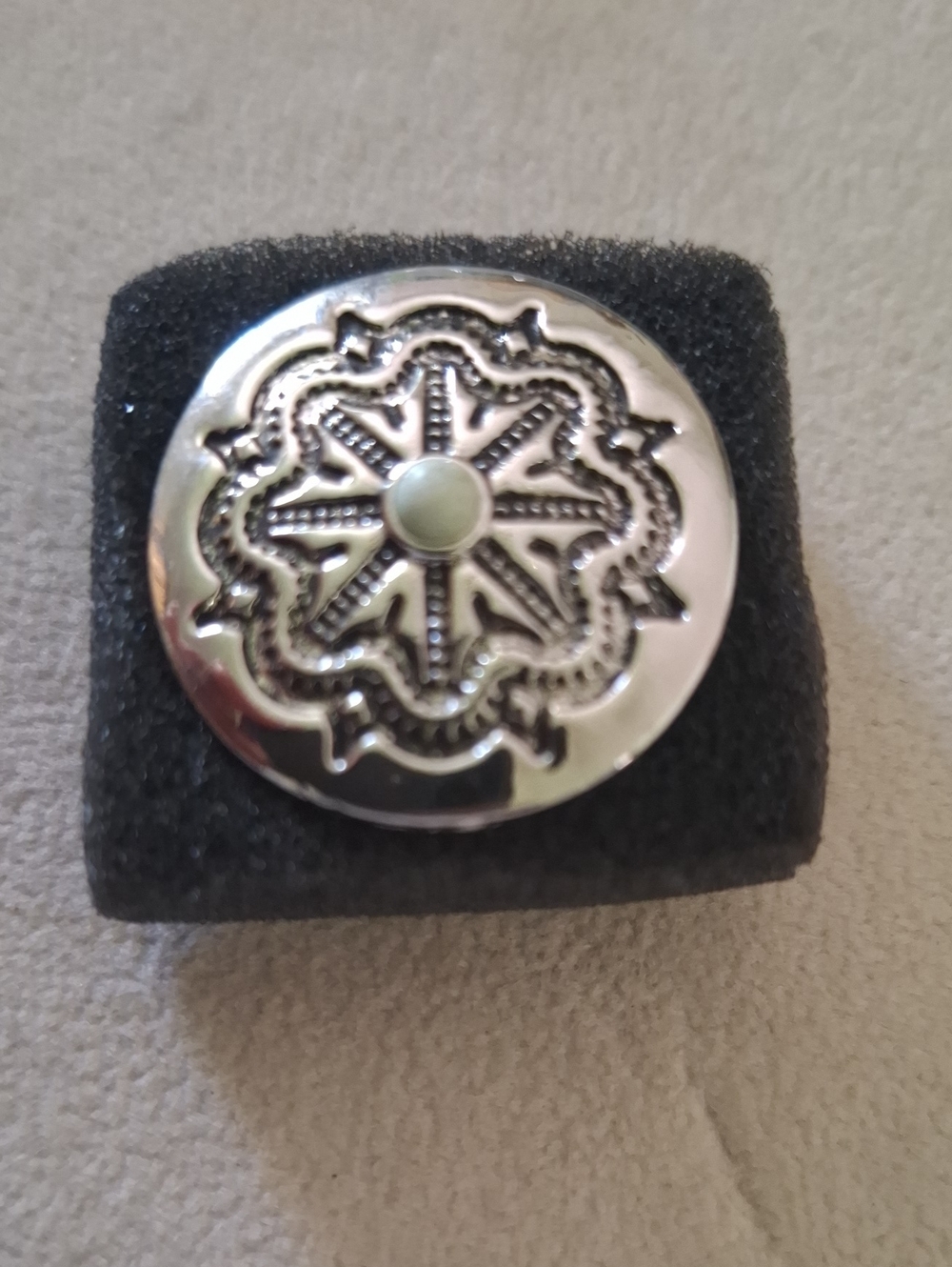 Silver-Tone Floral Medallion Button Charm - Women Jewelry
